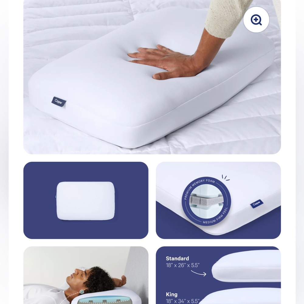 Casper Low Loft foam pillow